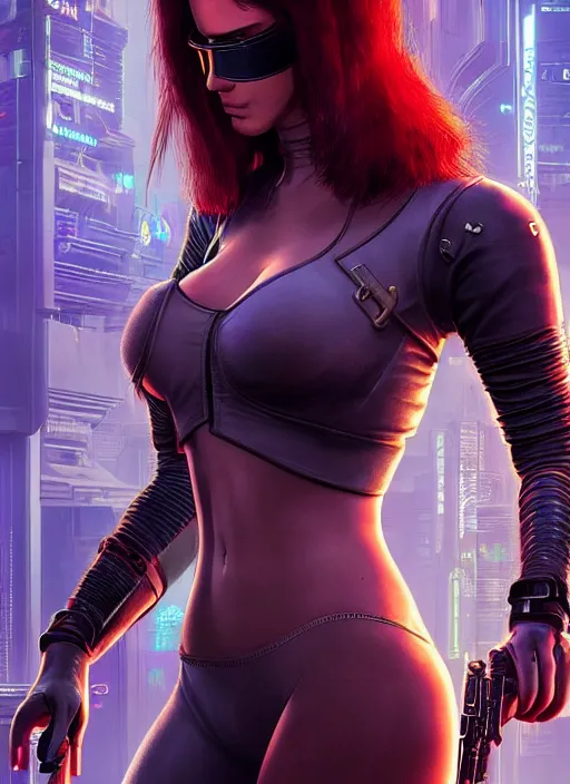 Image similar to cyberpunk mercenary. portrait by stonehouse and mœbius and will eisner and gil elvgren and pixar. realistic proportions. cyberpunk 2 0 7 7, apex, blade runner 2 0 4 9 concept art. cel shading. attractive face. thick lines.