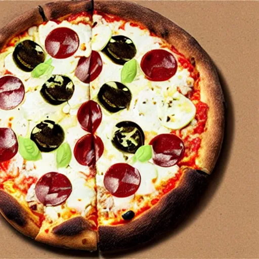 Prompt: promotional photo of a new pizza with soccer ball topping, 80s, colorful, professional,