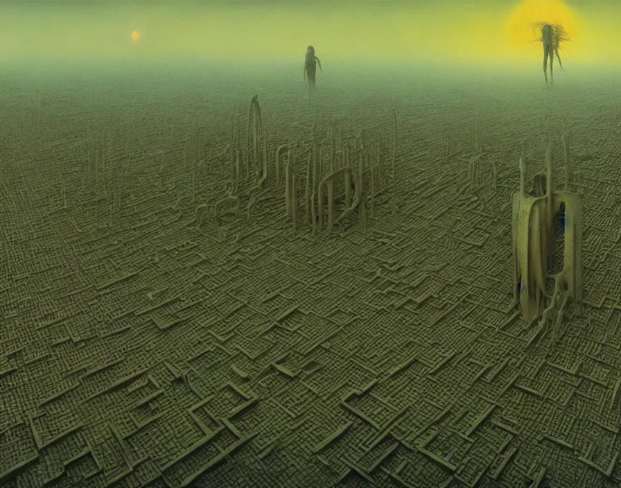 Prompt: The city of Camarillo, horror, by Zdzisław Beksiński and HR Giger, highly detailed, cinematic, 8k