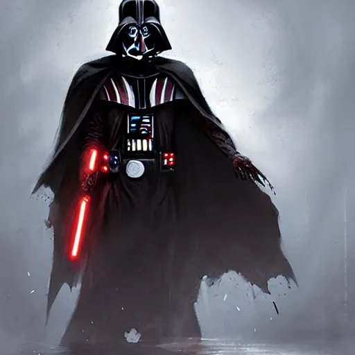 Prompt: zombie darth vader geog darrow greg rutkowski