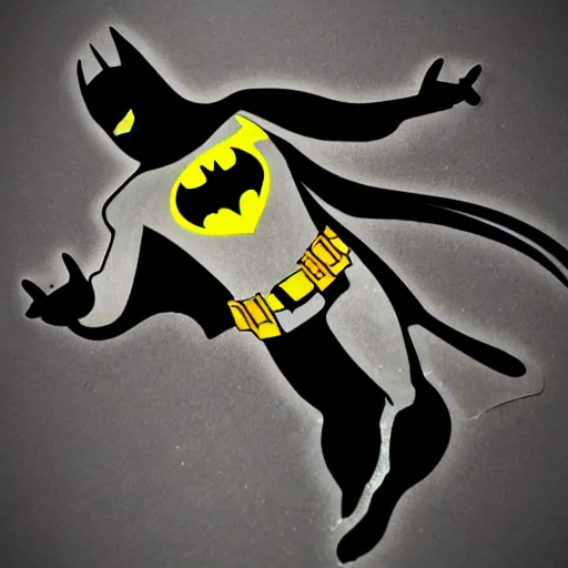 Image similar to die cut sticker of batman breakdancing splatter paint