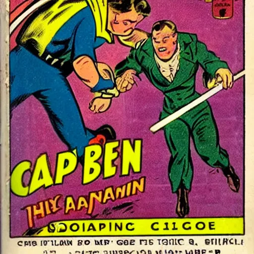 Image similar to vintage comic action book with sleepy man, capitan valium