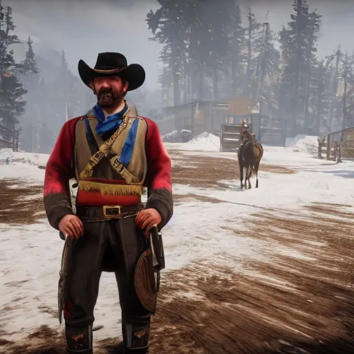 Image similar to A ukrainian cossack in Red Dead Redemption 2