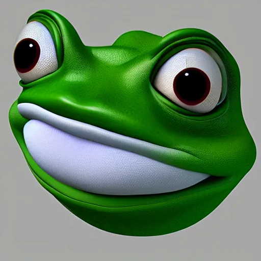 Prompt: 3 d render of pepe the frog, realistic,