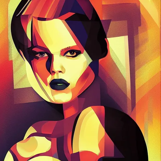 Prompt: alternative pamela anderson portrait look alike, cubism abstract, art by ross tran style reminiscent of illustrative children books, digital art