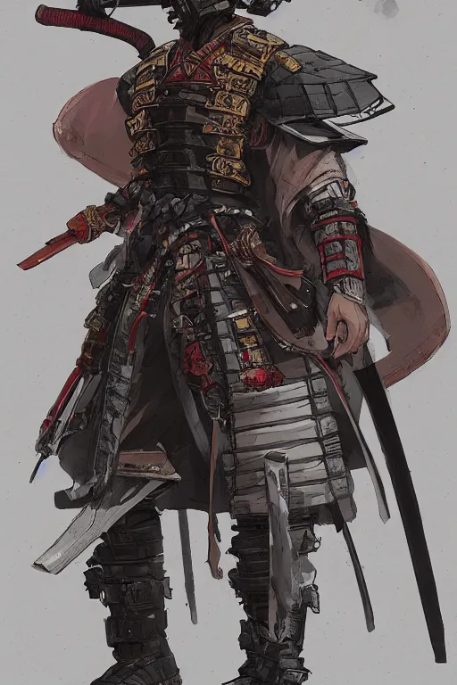 Image similar to an epic concept art of an anime samurai by the artist Arthur Gimaldinov Rendering a cyberpunk samurai, full of details, by Evan Lee and Jason Nguyen , art book, trending on artstation