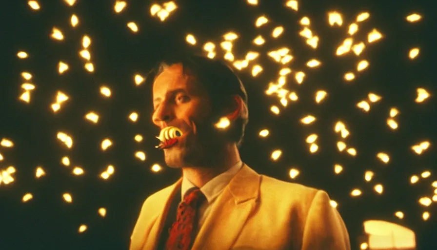 Prompt: 7 0 s movie still of a man with moths in the mouth, cinestill 8 0 0 t 3 5 mm eastmancolor, heavy grain, high quality, high detail