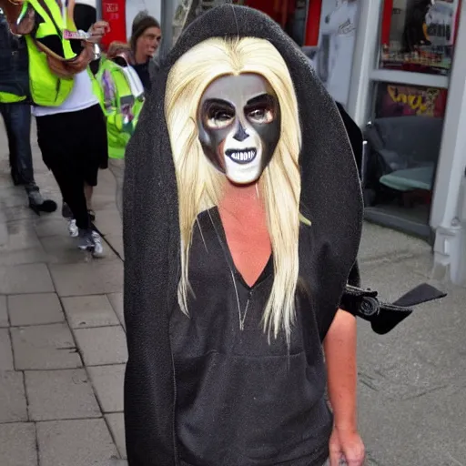 Image similar to katie price purge mask, creepy