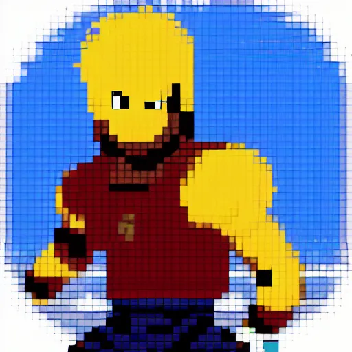 Image similar to pixel art of saitama in an action pose