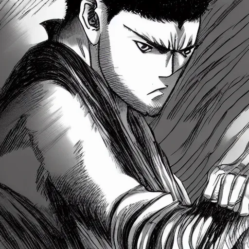 Prompt: gigachad reads manga berserk in the style of kentaro miura, 4 k, 8 k, absolute detail of even the smallest details and particles, beautiful shadows, beautiful art, black and white drawing