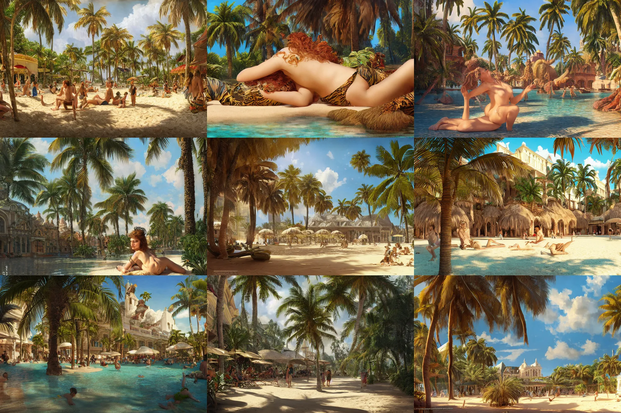 Prompt: szechenyi lanchid in a sandy tropical budapest with palm trees, intricate, hyperdetailed, photorealistic, diffuse lighting, hdrp, artstation, unreal 5, smooth, sharp focus, art by john collier, albert aublet, krenz cushart, artem demura, alphonse mucha