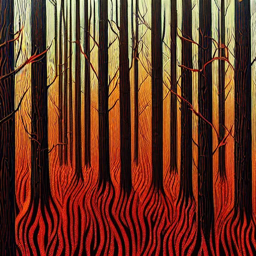 Prompt: Burning forest. Highly Detailed. Masterpiece. By Jeffrey Smith