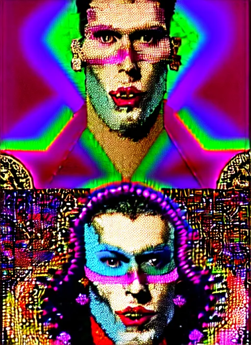 Prompt: baroque bedazzled gothic bedazzled futuristic frames surrounding a pixelsort highly detailed portrait of a colorful maximalist maximalism deocra cute jester art of jerma as the jerma 9 8 5, hologram by penny patricia poppycock, pixabay contest winner, holography, irridescent, photoillustration, maximalist vaporwave