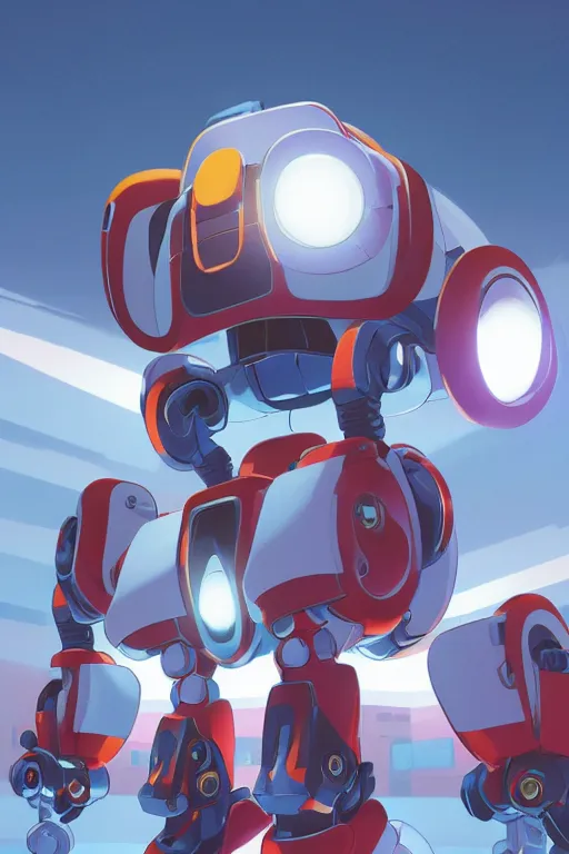 Image similar to metabots medabots medarotto medarot robot minimalist comics, behance hd by jesper ejsing, by rhads, makoto shinkai and lois van baarle, ilya kuvshinov, rossdraws global illumination ray tracing hdr radiating a glowing aura