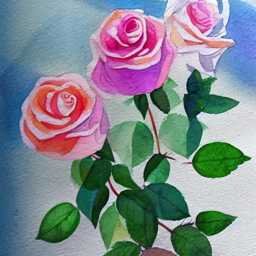 Prompt: watercolor roses