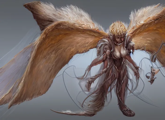 Image similar to detailed concept art of a huge angel - winged moth, fluffy moth by cheng yi and luolin, artstation, artstationhd