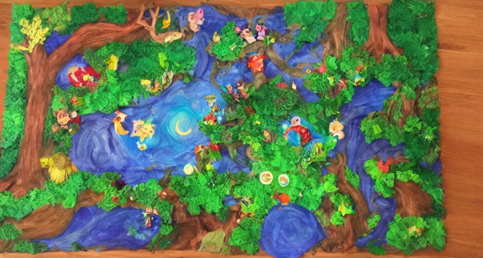 Prompt: Enchanted and magic forest, by a 8 years old kid,