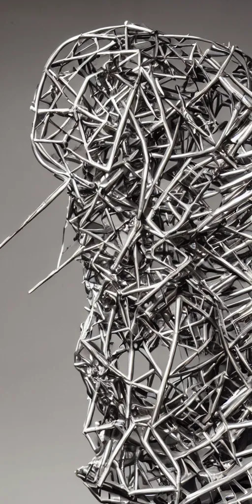 Prompt: Photo of a perplexing metal sculpture