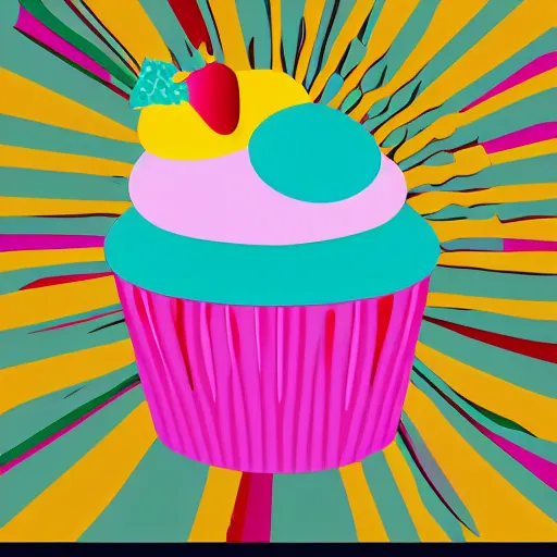 Prompt: colourful cupcake, vector style, no background