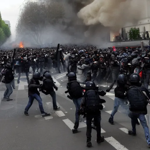 Image similar to violent riot in Paris