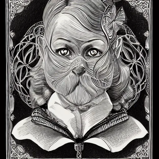 Image similar to anthro victorian scholar, black ink on paper, trending on artstation, beautiful, intricate, detailed