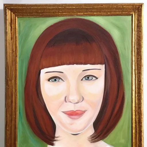 Prompt: painting of a white woman with a karen haircut