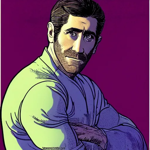 Image similar to jake gyllenhaal retro minimalist portrait by jean giraud, moebius starwatcher comic, 8 k