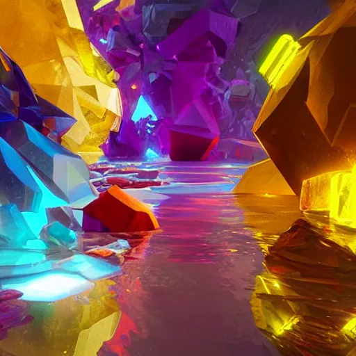 Prompt: Colourful crystal, by greg rutkowski, digital art, octane render, 4k, unreal engine