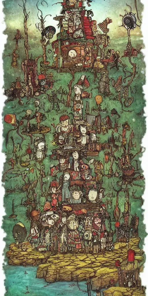 Image similar to a pilgram and native american scene by alexander jansson and where's waldo