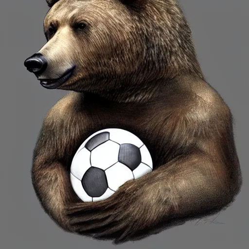 Prompt: A bear in a soccer suit smoking a cigar while drifting in a Lamborghini, digital art