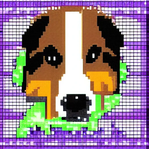 Image similar to cute collie puppy, pixelart