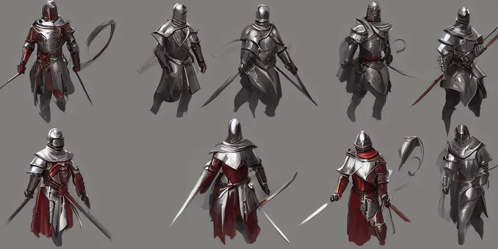 Image similar to different views of medieval knights, beautiful concept art by senior character artist, trending on artstation