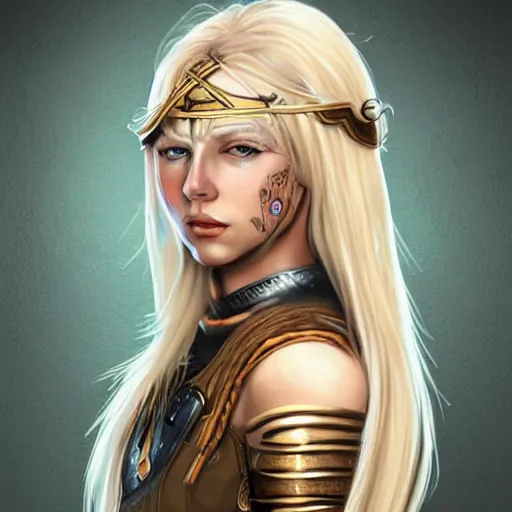 Image similar to blonde viking warrior princess, digital art, trending on artstation