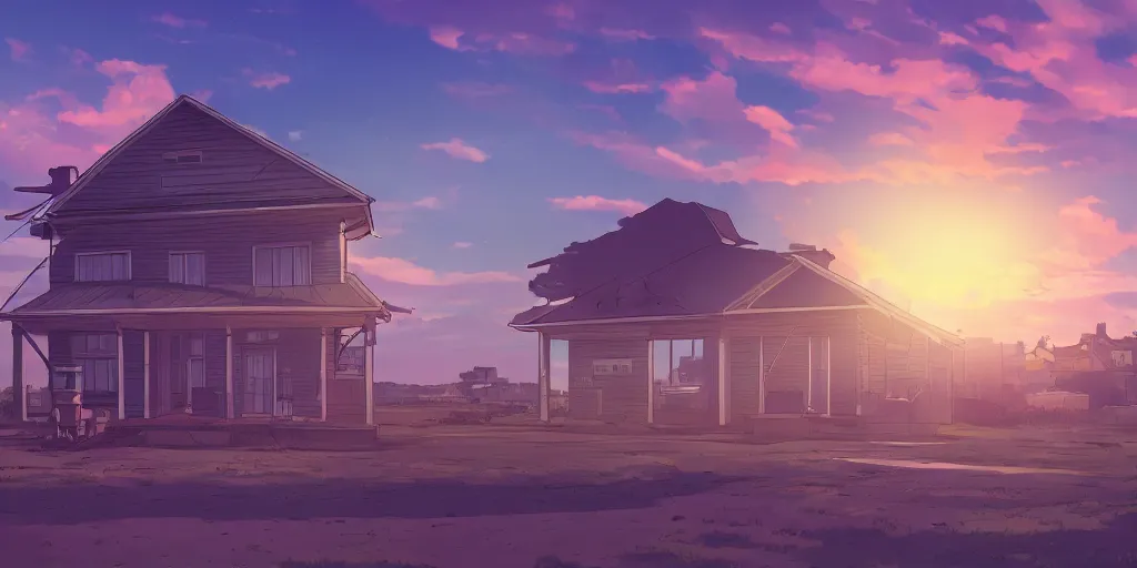 Image similar to a soviet suburban panel building house with sunset sky, ultra high quality, 4 k, by miyazaki and makoto shinkai, anime screenshot, colorful, artstation, pixiv,