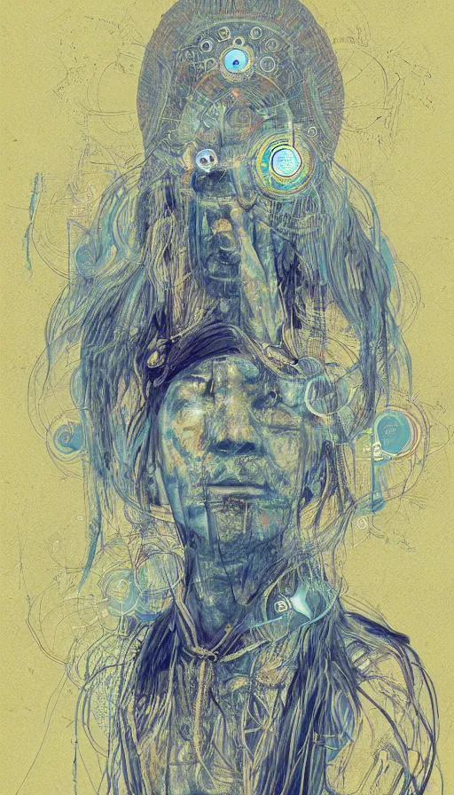 Image similar to portrait of a digital shaman, by qian xuan