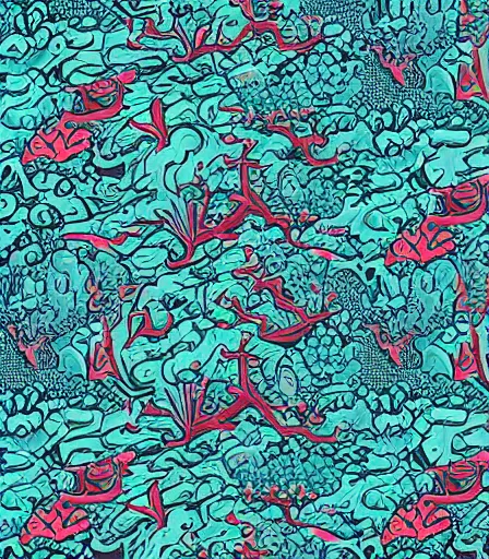 Prompt: Underwater coral by James Jean and dan mumford and strongstufftom