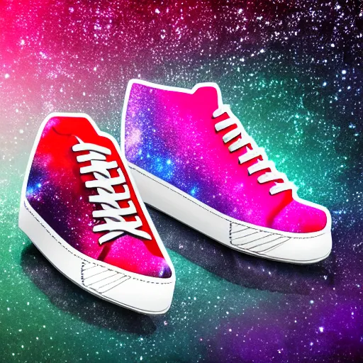 Image similar to sneakers made out of nebulas, highly detailed, sharp, 4 k, 8 k, photorealistic