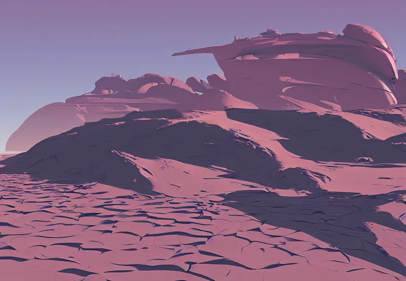 Prompt: a futuristic desert, illustration in the style of Syd Mead