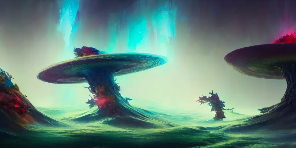 Image similar to two stars are collapsing into each other causing everything else around them to distort in a psychedelic mushroom way, extremely detailed digital painting, in the style of fenghua zhong and ruan jia and jeremy lipking and peter mohrbacher, mystical colors, rim light, beautiful lighting, 8 k, stunning scene, raytracing, octane, trending on artstation