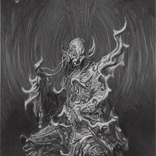 Image similar to a painting of a japanese demon by gustave dore, high detail, trending on artstation