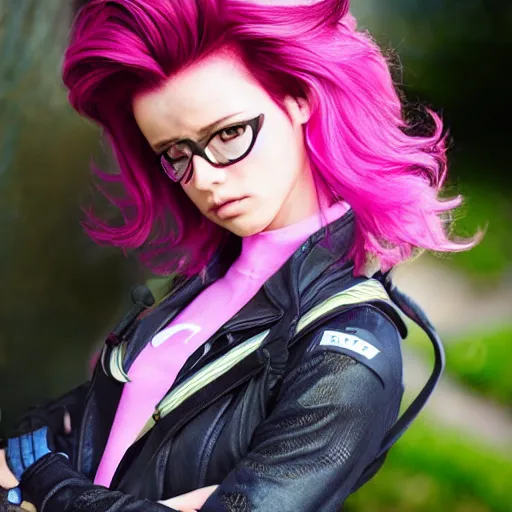 Prompt: tracer with pink hair