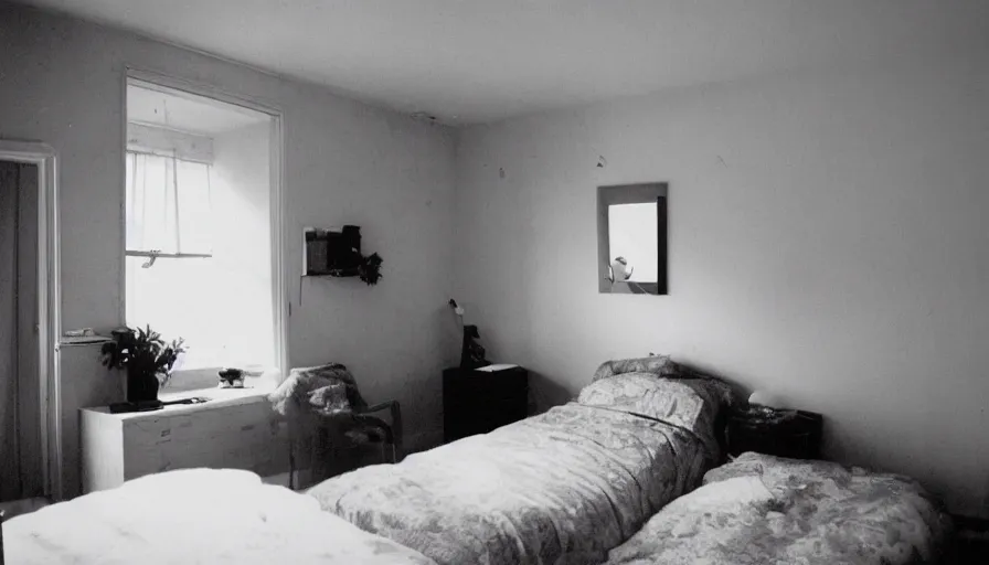 Prompt: interior of a bedroom in 1 9 9 9