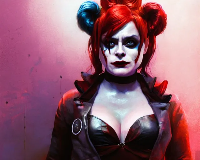 Prompt: highly detailed portrait of helena bonham carter as harley quinn, in injustice 2, stephen bliss, unreal engine, fantasy art by greg rutkowski, loish, rhads, ferdinand knab, makoto shinkai and lois van baarle, ilya kuvshinov, rossdraws, tom bagshaw, global illumination, radiant light, detailed and intricate environment