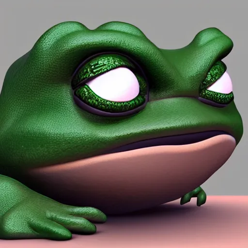 Prompt: 3 d render of pepe the frog, realistic,