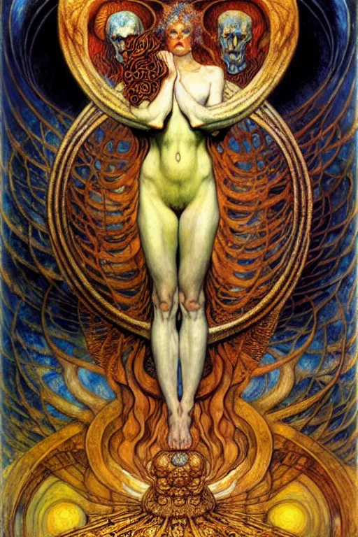 Image similar to Divine Chaos Engine by Karol Bak, Jean Delville, William Blake, Gustav Klimt, and Vincent Van Gogh, symbolist, visionary