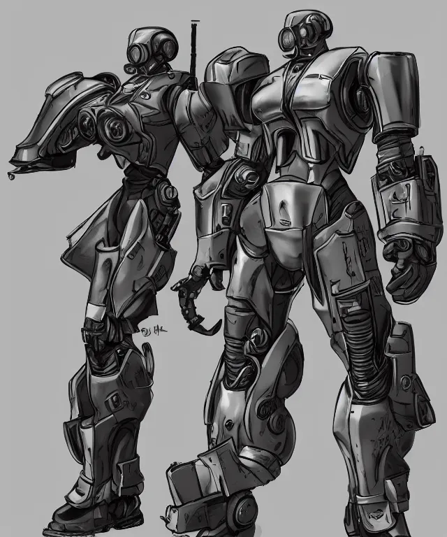 Image similar to an experimental urban combat powered armor in the style of fallout power armor in the style of bubblegum crisis powersuits trending on artstation deviantart pinterest hyper detailed photorealistic highlights and shadow hd 8 k post - processing high resolution