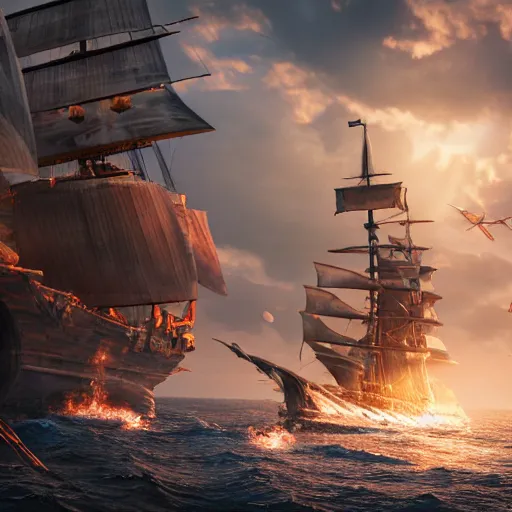 Image similar to ancient ship battle, highly detailed, photorealistic portrait, bright studio setting, studio lighting, crisp quality and light reflections, unreal engine 5 quality render