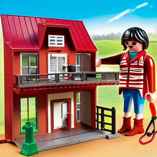 Prompt: a playmobil set for a butcher house