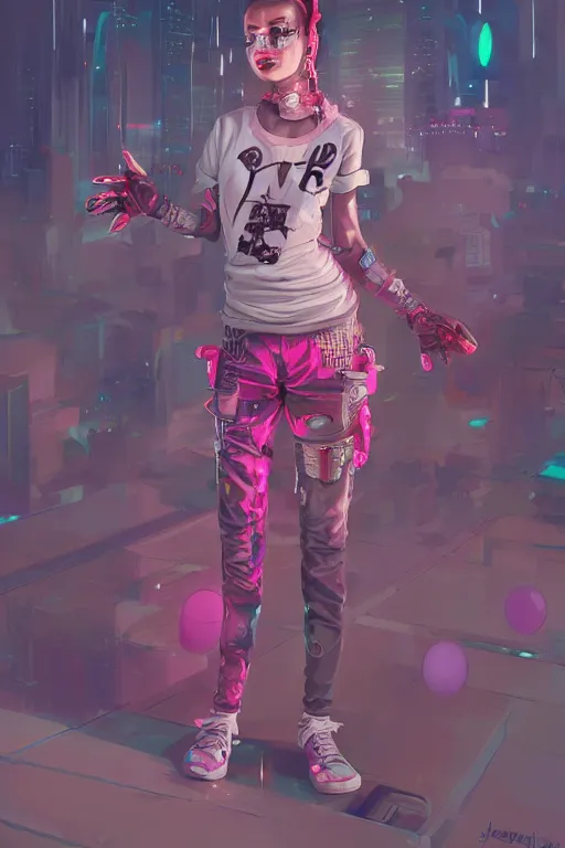 Image similar to wide view cyberpunk clown girl made of pink slime, cartoon, wearing cyberpunk intricate streetwear, transparent, behance hd artstation by jesper ejsing by rhads, makoto shinkai and lois van baarle, ilya kuvshinov, ossdraws, cinematic lighting, sharp focus