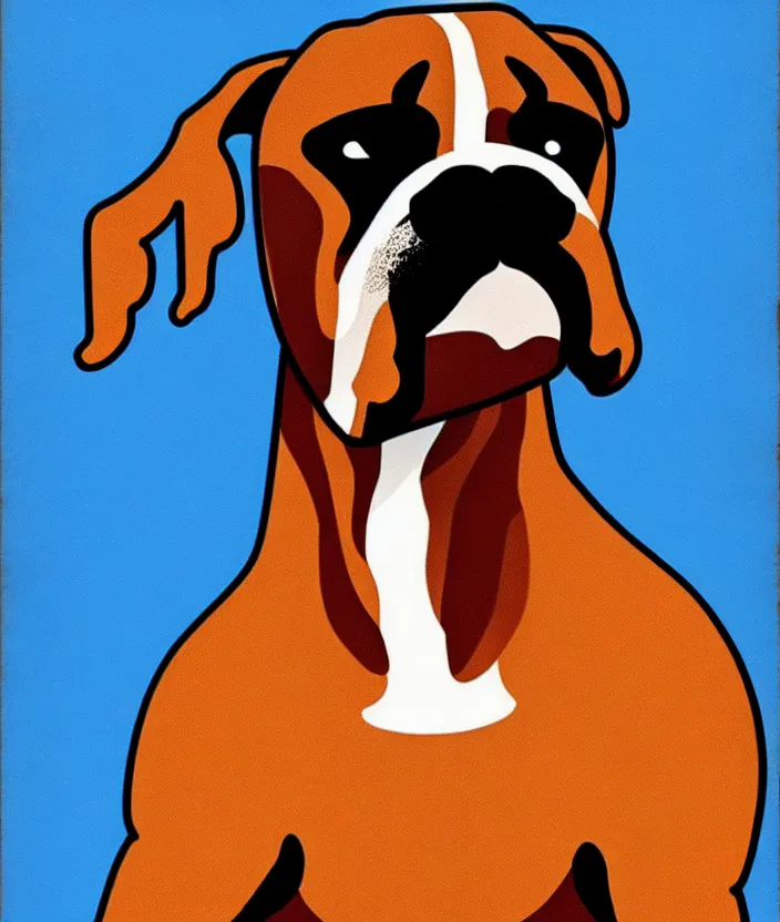 Image similar to boxer sportsman as boxer dog, anatomically correct, style of american 6 0's poster